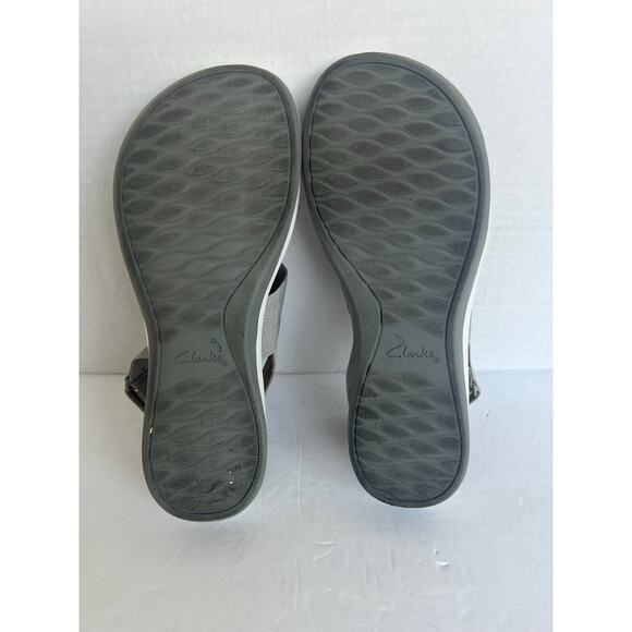 CLARKS Cloudsteppers Arla Jacory Strappy Wedge Gray/White Comfort Sandals 10M - Picture 10 of 11